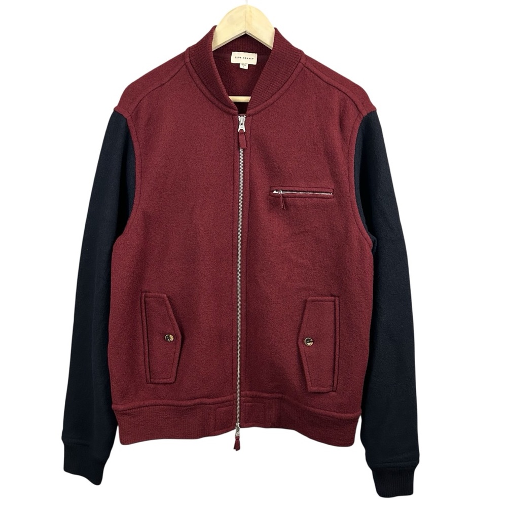Club Monaco Bomber Varsity Wool Zip Up Jacket Size Large